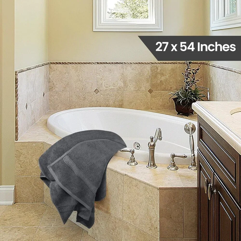 Luxurious 4 Pack Bath Towels - 27x54 Inches, 600 GSM Cotton, Lightweight & Soft